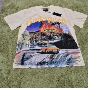 Godspeed Hollywood Graphic T-Shirt Cream Size Large NWT Streetwear Tee LARGE